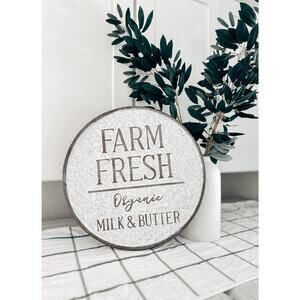 Milk + Morning Light Organic Farm Fresh Market Sign farmhouse kitchen decor